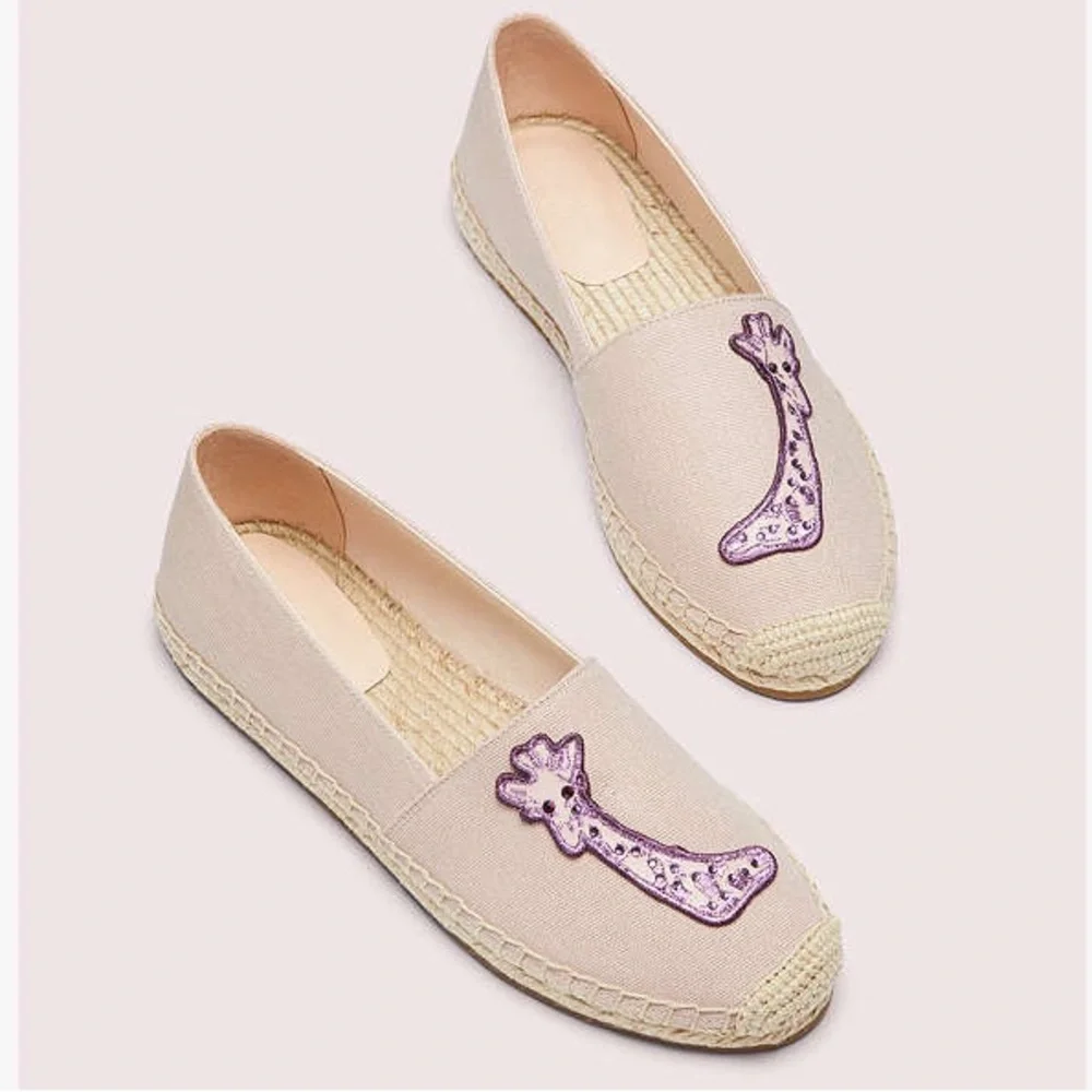 NEW‎ KATE SPADE Garden Giraffe Pale Vellum Espadrilles Size 8 B